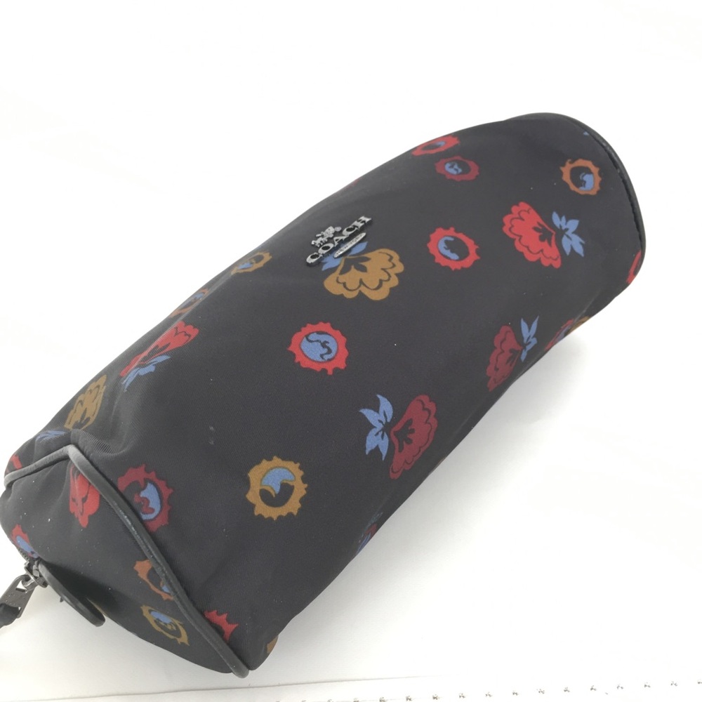 Coach Cosmetic Bag Pouch Black Nylon Floral Print Makeup Case - Picture 13 of 13